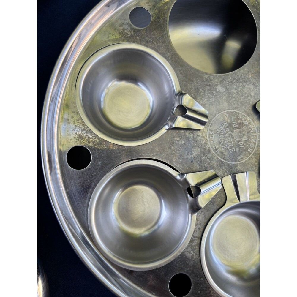 VTG Pre 1968 Revere Ware Copper Bottom 10" Skillet W/ 6 Cup Egg Poacher Clean! - Picture 2 of 16